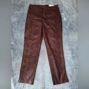 Chico's Chocolate Brown Faux Snakeskin Textured Pants